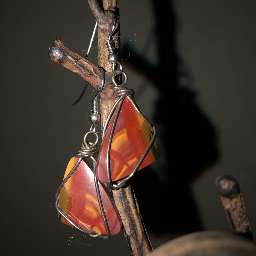 Sterling silver Jasper Earrings. Wire wrapped